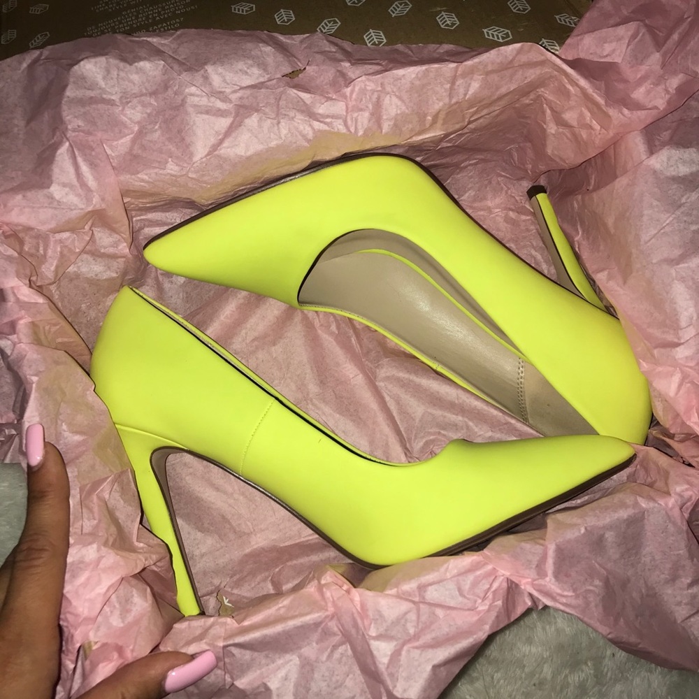 Call It Spring Bright Neon Yellow Point Heels